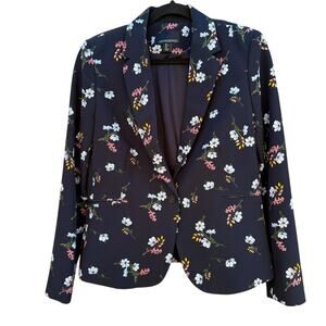 Cynthia Rowley Navy Blue Floral daisy prep flowers Women's Blazer, large